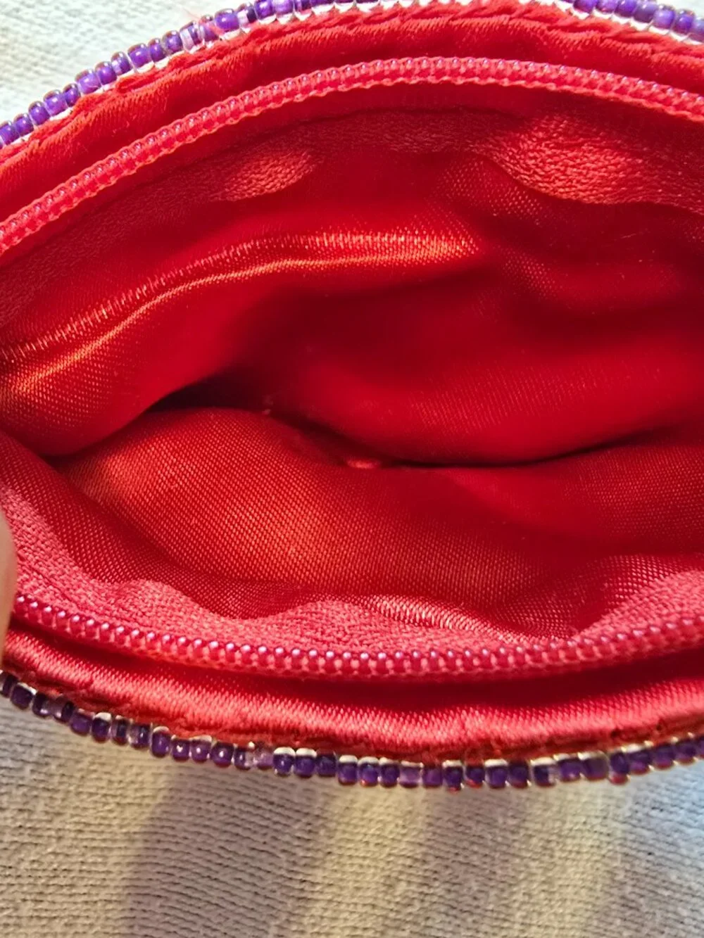Vintage-Style Beaded Sun Hat Coin Purse - Red & Purple Red Hat Society Theme